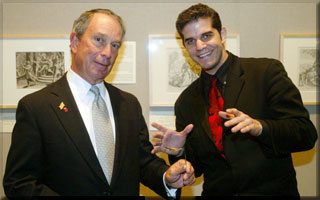 Mentalist Ehud Segev and Mayor Michael Bloomberg