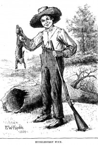 Huckleberry Finn, as depicted by E. W. Kemble in the original 1884 edition of the book.