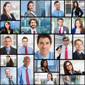 Large collection of business people faces